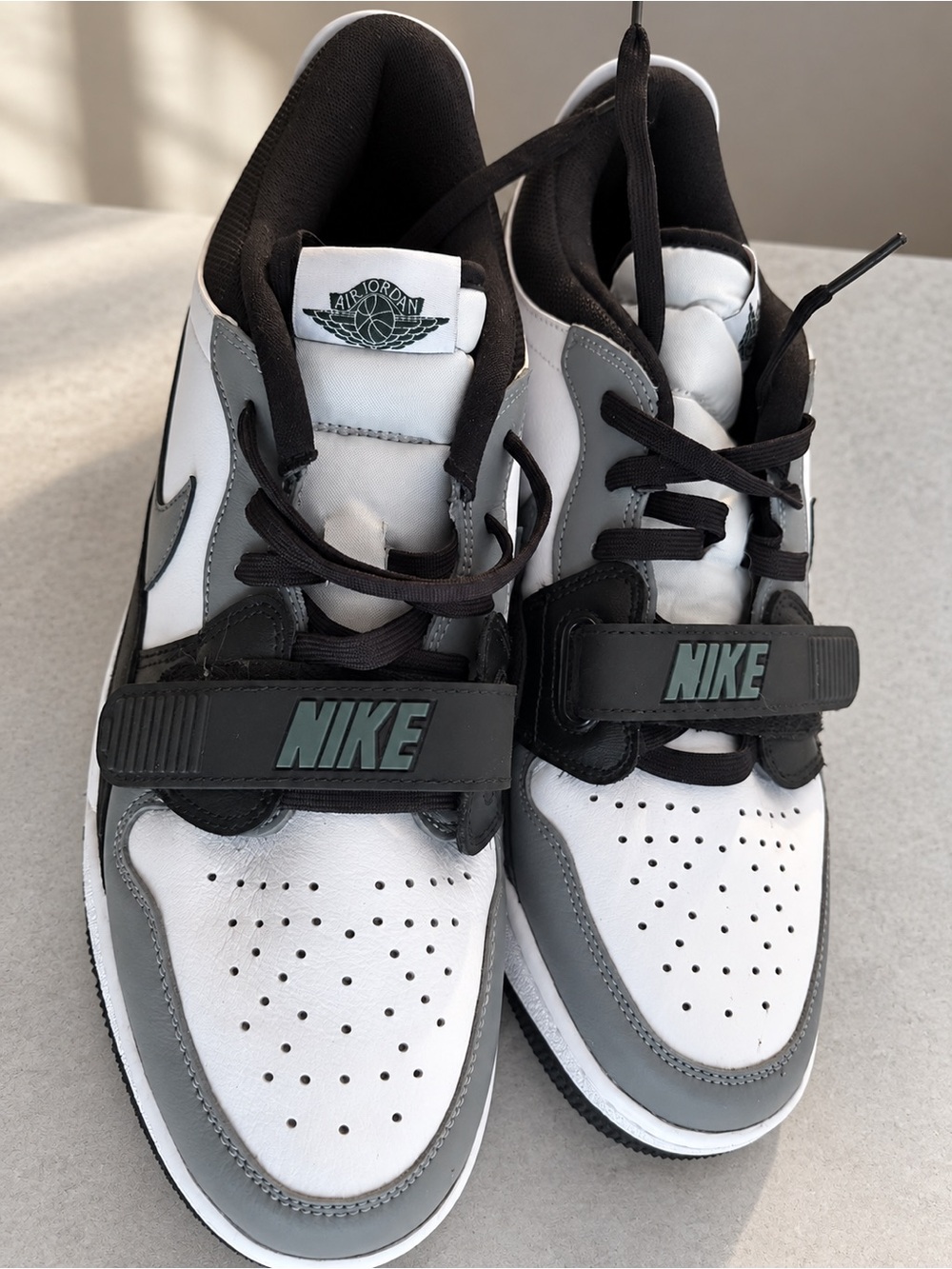 Jordan Kids' White, Gray & Black Low-Top Sneakers with Strap